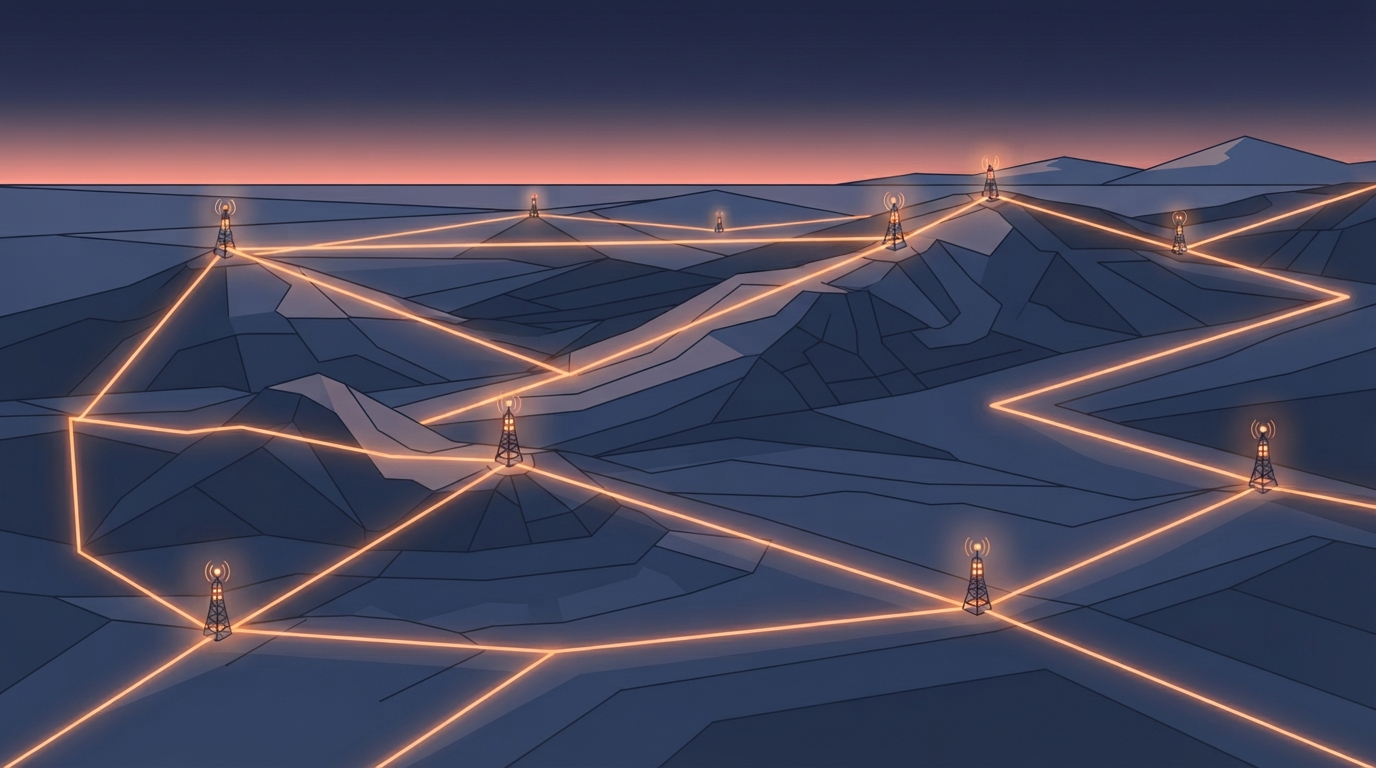 Isometric vector illustration of illuminated citation beacons guiding visibility across generative search engine pathways.